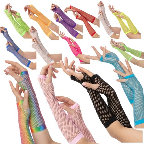Neon fishnet gloves 1980s - fishnet, 80s