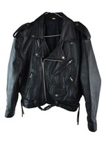 Unbranded Womans Black Hard Leather Biker 90s Brando Cafe Racer Jacket Size 40