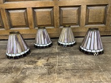 4 Antique Leaded Glass Shades - Vintage Arts & Crafts Light Fixture Shades - D32