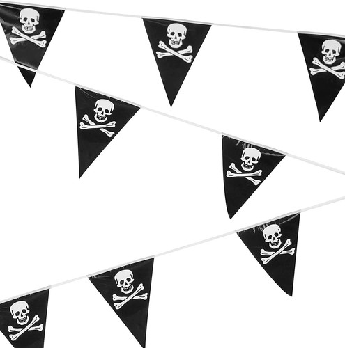 Plastic pirate bunting - 6m,