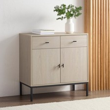Dusk Willow Light Wood Effect & Black Metal Small 2 Drawer Sideboard RRP £229