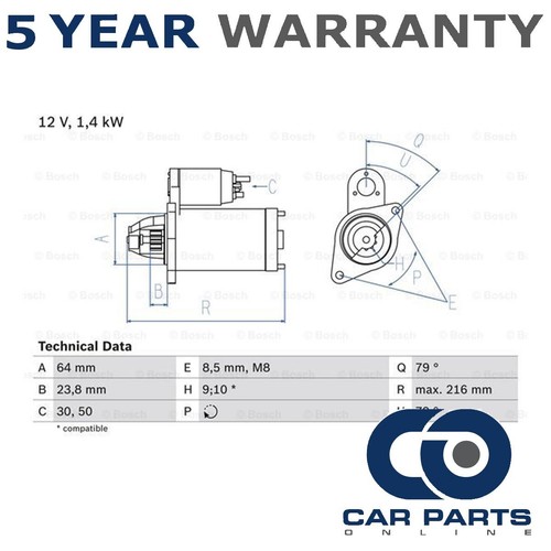 Starter motor cpo fits - motor,