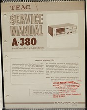 Original TEAC A-380 Stereo Cassette Deck Service Manual