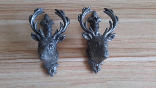 Antique pewter stags - stags, head