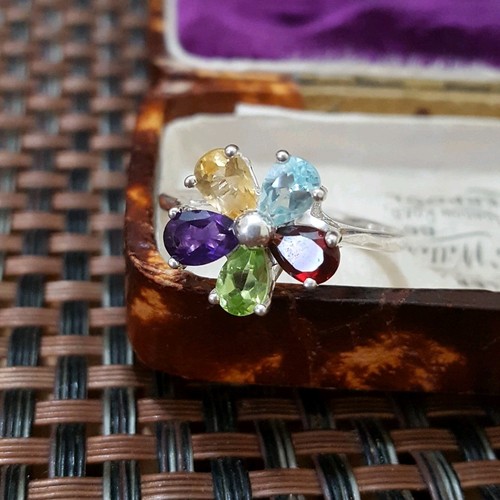 Sterling silver ring - silver, blue