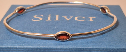 Sterling silver red gemstone - silver,