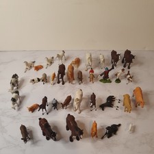 Job Lot Of Mostly Britains Plastic Farm Animals Figures Horses Cows Scarecrow