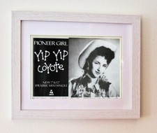 YIP YIP COYOTE+PIONEER GIRL+FRAMED ORIGINAL MUSIC PRESS AD POSTER+1984