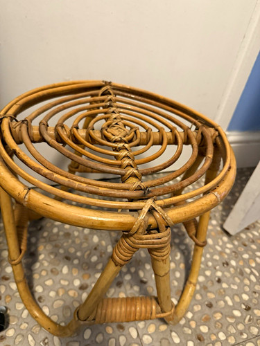 Vintage round brown rattan - brown,