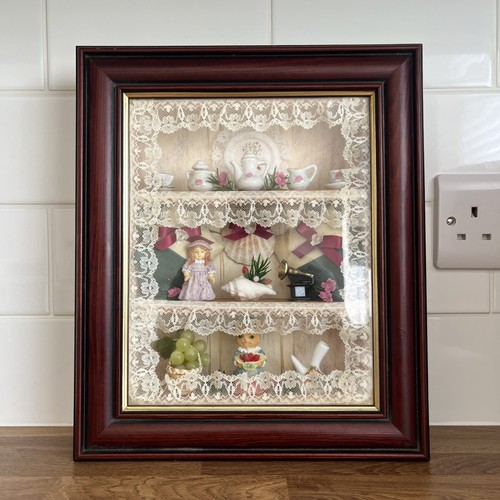 Vintage wood shadow box - vintage,