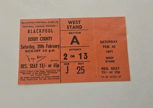Blackpool derby county - derby, 1971