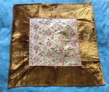 Beautiful Antique Gold Velvet Silk Embroidery Needlework Floral Panel Tablewear