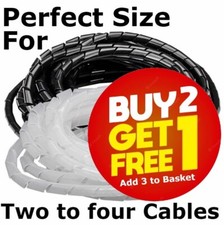 Spiral Wrap Cable Binding Tidy Leads on TV  PC Home Cinema CCTV Wires Hide 10m