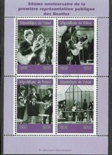 The Beatles-50th Anniv stamps sheet-2019-Music-Rock- Pop--cto-fine used-Tchad