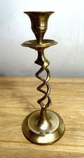 Single Vintage Brass Barley Twist Stem Candlestick Candle Holder 200 mm Tall