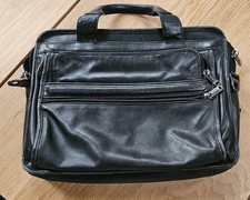 Tumi Alpha Leather Briefcase Expandable Black