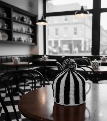 Hand knitted tea cosy - ,, black
