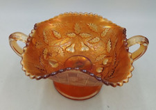 Vintage Carnival Glass Imperial Marigold Ruffled Pattern Candy Dish