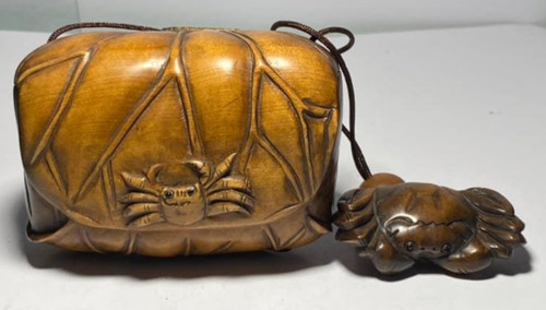 Netsuke antique crab - crab,