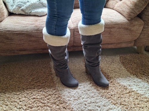 Grey faux suede high boots - faux,