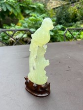  Vintage Jade Green Bird  Figurine  approximately 14 cm high on wooden stand