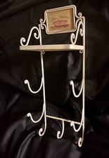 Le Bain Shabby Chic WHITE Painted Wrought Iron TOWEL RACK & SHELF     25x9x6