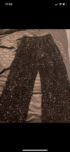 Shein black sparkle trousers - black,