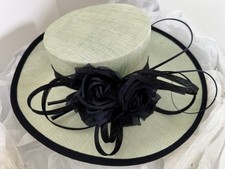 JACQUES VERT Mint Green/Navy Hat, Clutch Bag, Necklace Wedding Special Occasion