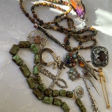 Vintage job lot  Scottish Jewellery Feather Celtic Glass Agate x 15 items