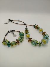 Vintage Antica Murrina Designer Murrano Art Glass Geometric Necklace & Bracelet