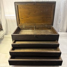 Vintage Oak Wood Tool Box 3