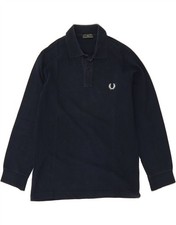 FRED PERRY Boys Long Sleeve Polo Shirt 11-12 Years Navy Blue Cotton AW07