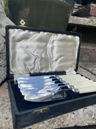Vintage cased set butter - set, of