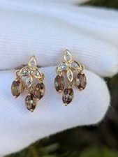 9ct Yellow Gold Andalusite And Diamond Earrings