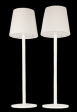 Pair Faithorse Cordless 36 cm High Rechargable Table Lamps, White, Brand New.