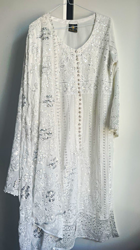 Silk white salwar kameez with - silk,