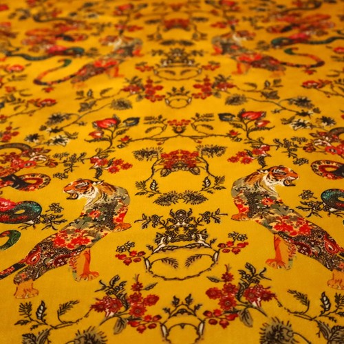 Golden tiger upholstery fabric - golden,