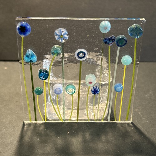 Vintage fused glass blue - glass,