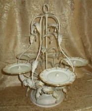 CHANDELIER CUP CAKE PLATE STAND DISPLAY CENTERPIECE TABLE DECOR WHITE GOLD