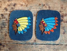2 Native American Embroidered Cloth Patches