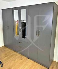 6 door wardrobe hanging bedroom rail storage drawer furniture mirrored