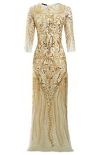 Glamorous 1920s party dress evening wear white gold embroidery 