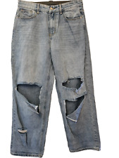 PRETTY LITTLE THING size 12 jeans extreme ripped PLT light wash wide leg