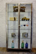 Vintage Polished Metal Finish Medical Cabinet