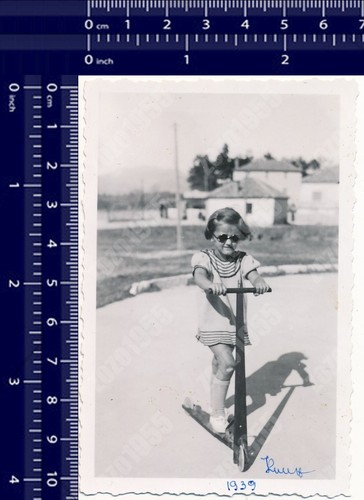 1939 girl riding - scooter, kid