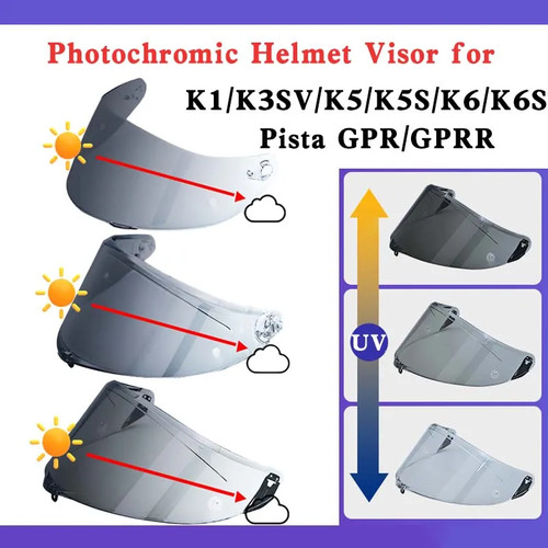 Photochromic helmet visor - helmet, for