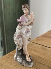Antique German Figurine of Lady holding a Mask 5” Tall