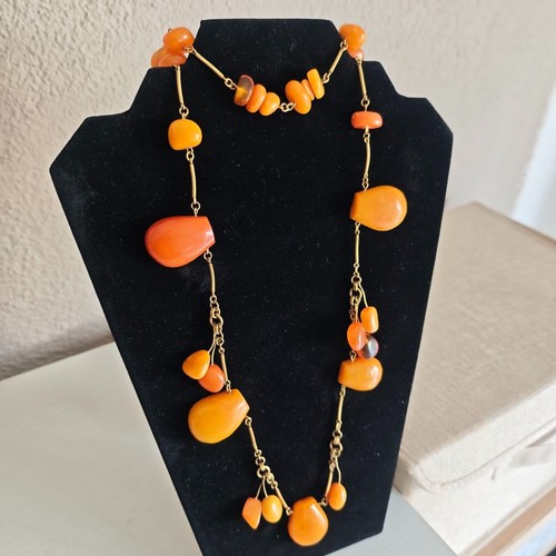 Amber necklace stone beads - amber,