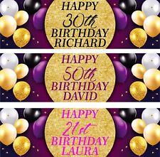 PERSONALISED BIRTHDAY PARTY BANNERS - 18th 21st 30th 40th 50th 60th Decorations