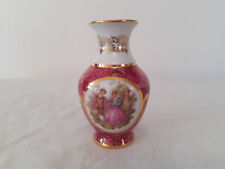 Vintage Limoges Vase Fragonard Courting Couple Art Miniature Ceramic Flower Vase